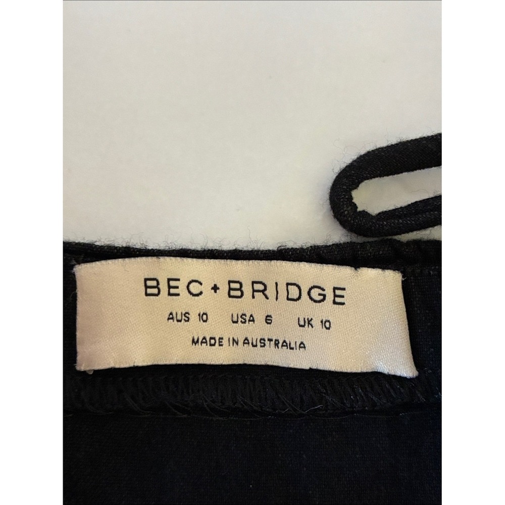 Bec + Bridge Made in Australia Size 6 Black Linen Blend Mini Dress Dark Romantic - Picture 6 of 7
